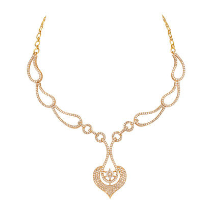 Elegant Gold-Plated Sparkling Stone Studded Necklace Set