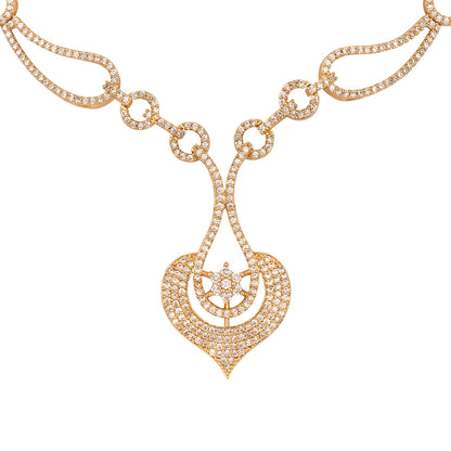 Elegant Gold-Plated Sparkling Stone Studded Necklace Set