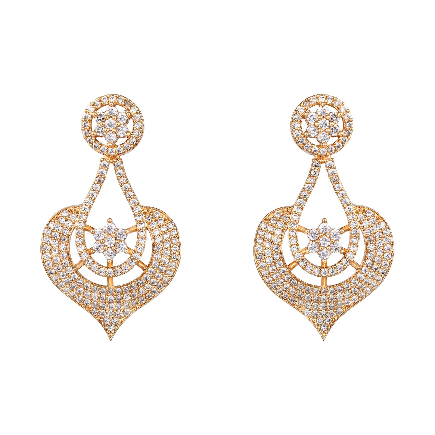 Elegant Gold-Plated Sparkling Stone Studded Necklace Set