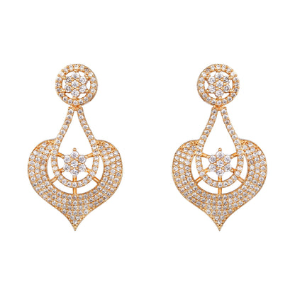 Elegant Gold-Plated Sparkling Stone Studded Necklace Set