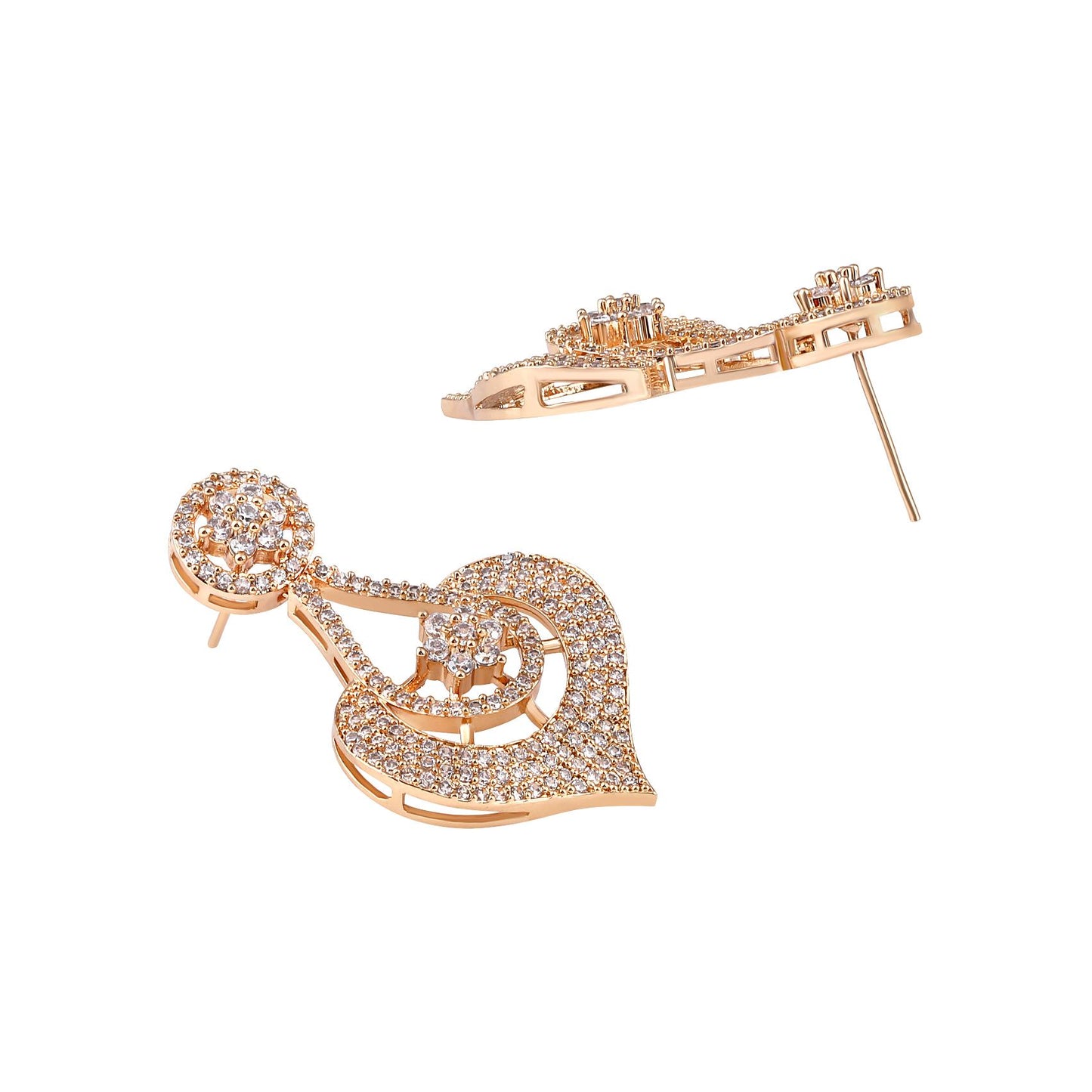 Elegant Gold-Plated Sparkling Stone Studded Necklace Set