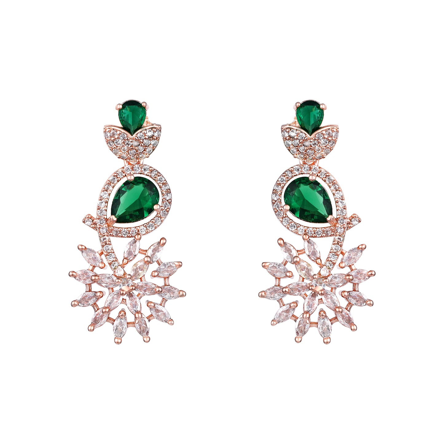 Carat Plating Cz American Diamond Necklace Set  With Dangle Earring