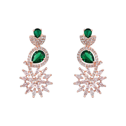Carat Plating Cz American Diamond Necklace Set  With Dangle Earring