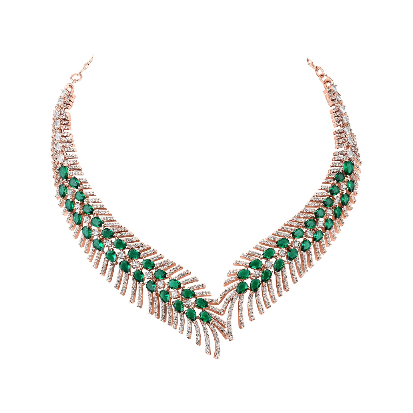 Carat Plating Cz American Diamond Necklace Set  With Dangle Earring