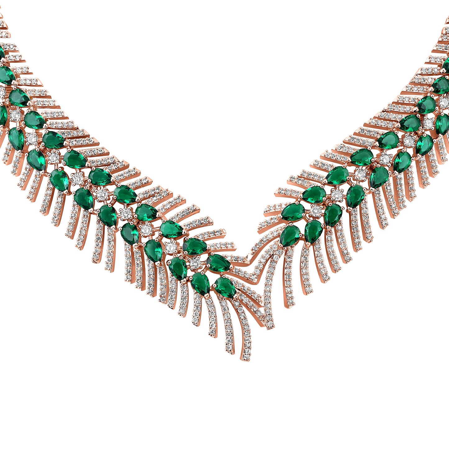 Carat Plating Cz American Diamond Necklace Set  With Dangle Earring