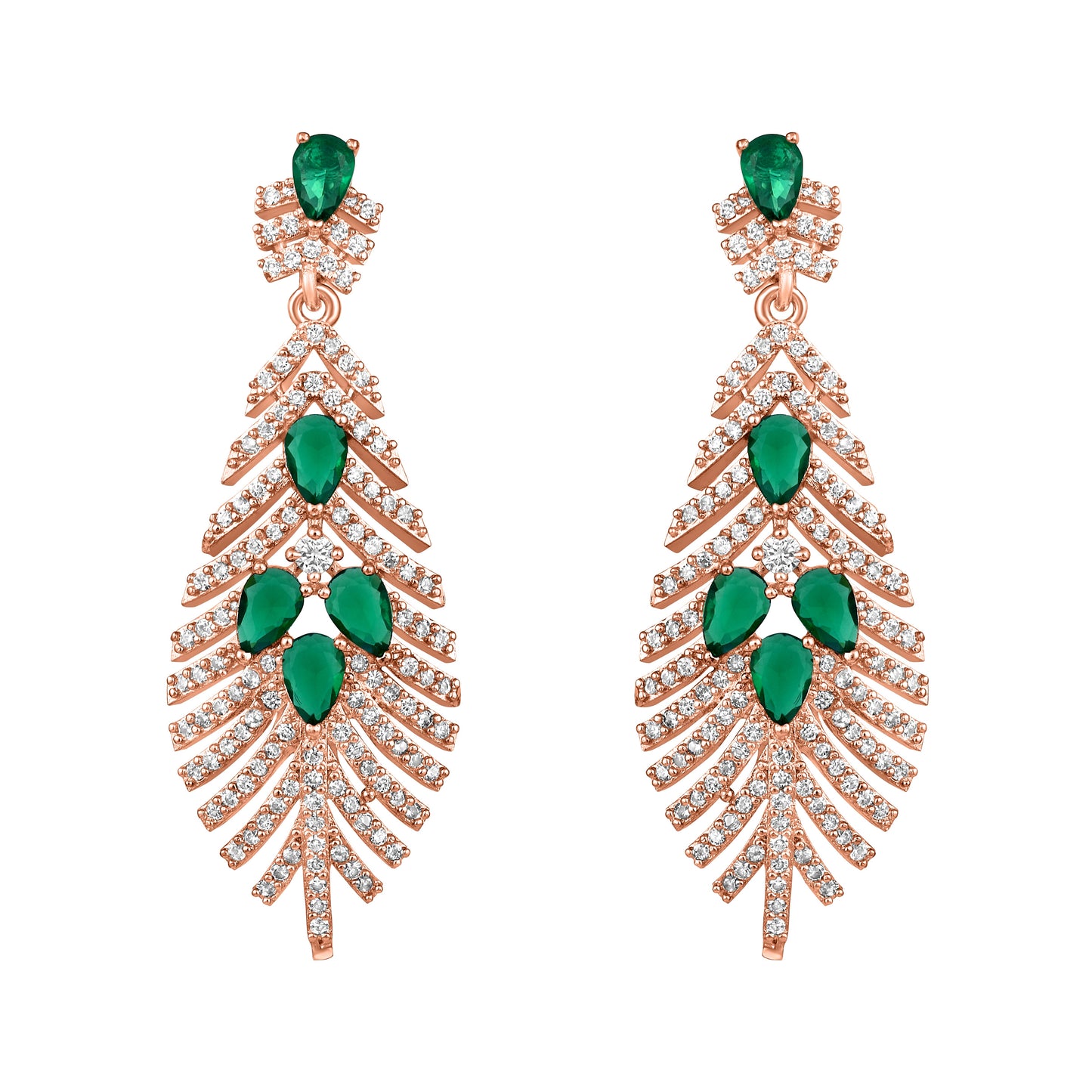 Carat Plating Cz American Diamond Necklace Set  With Dangle Earring