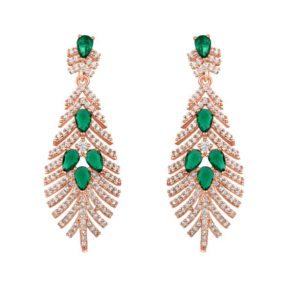 Carat Plating Cz American Diamond Necklace Set  With Dangle Earring