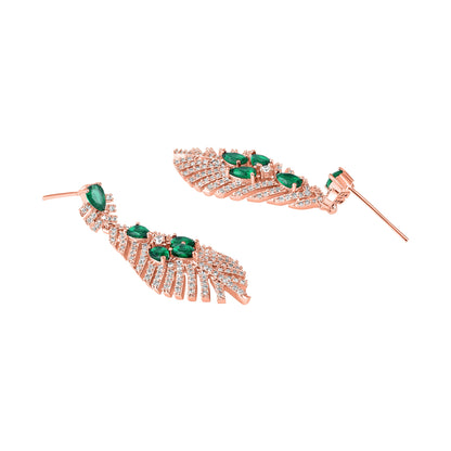 Carat Plating Cz American Diamond Necklace Set  With Dangle Earring