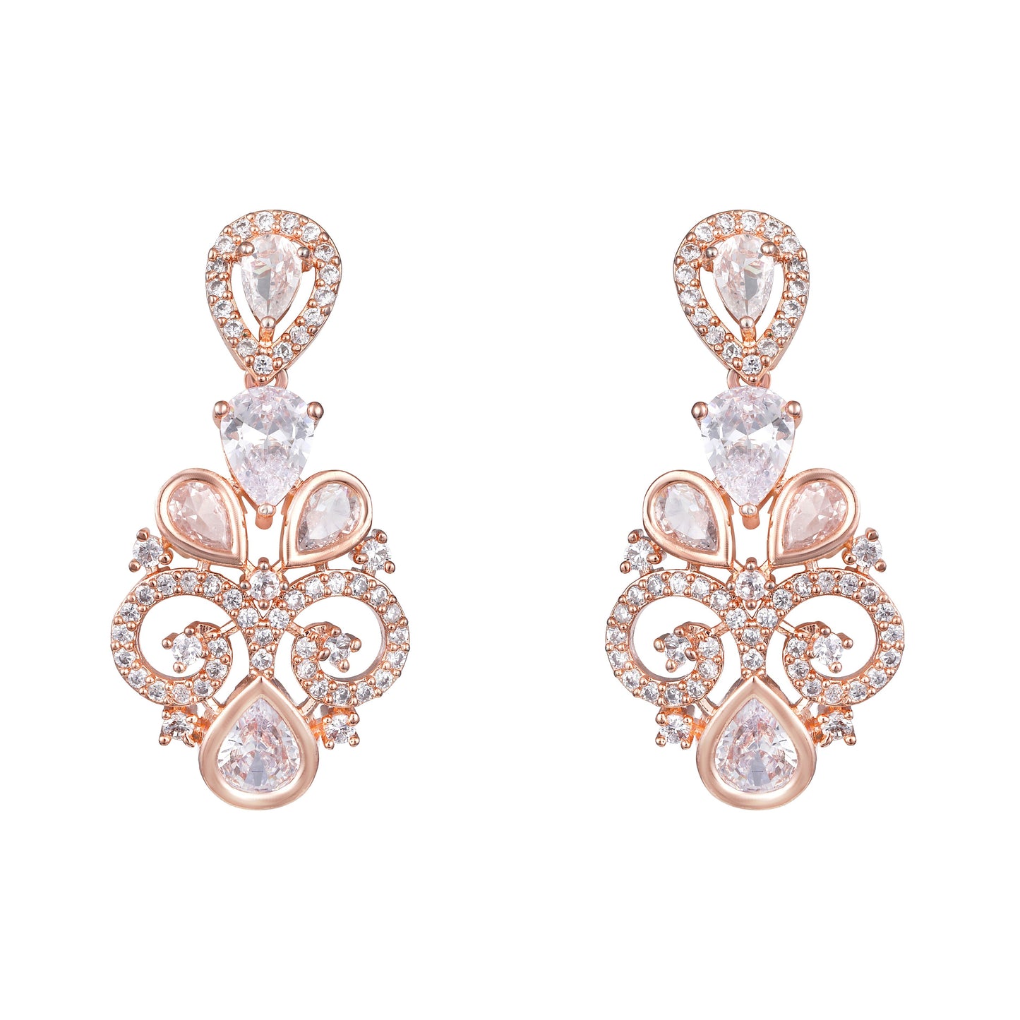 Carat Plating Cz American Diamond Necklace Set  With Dangle Earring
