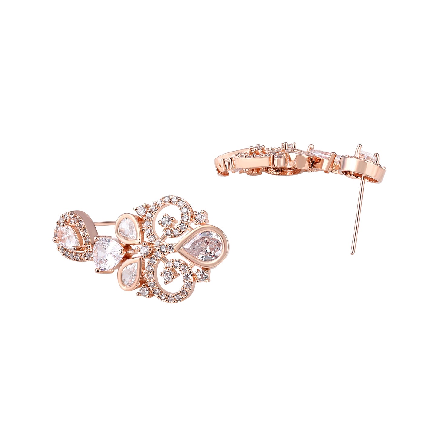 Carat Plating Cz American Diamond Necklace Set  With Dangle Earring
