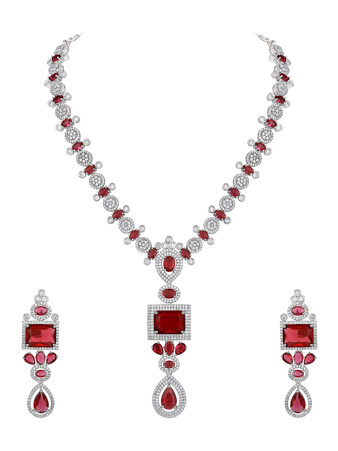 Exquisite Ruby & Diamond Studded Contemporary Jewellery Set