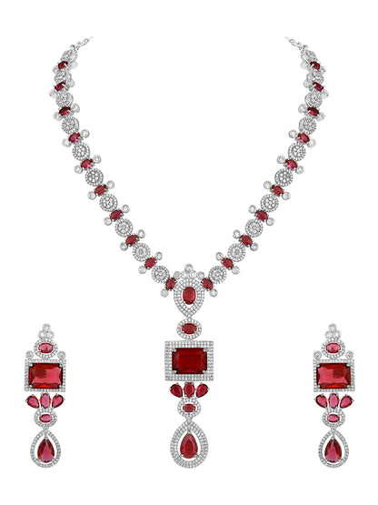 Exquisite Ruby & Diamond Studded Contemporary Jewellery Set