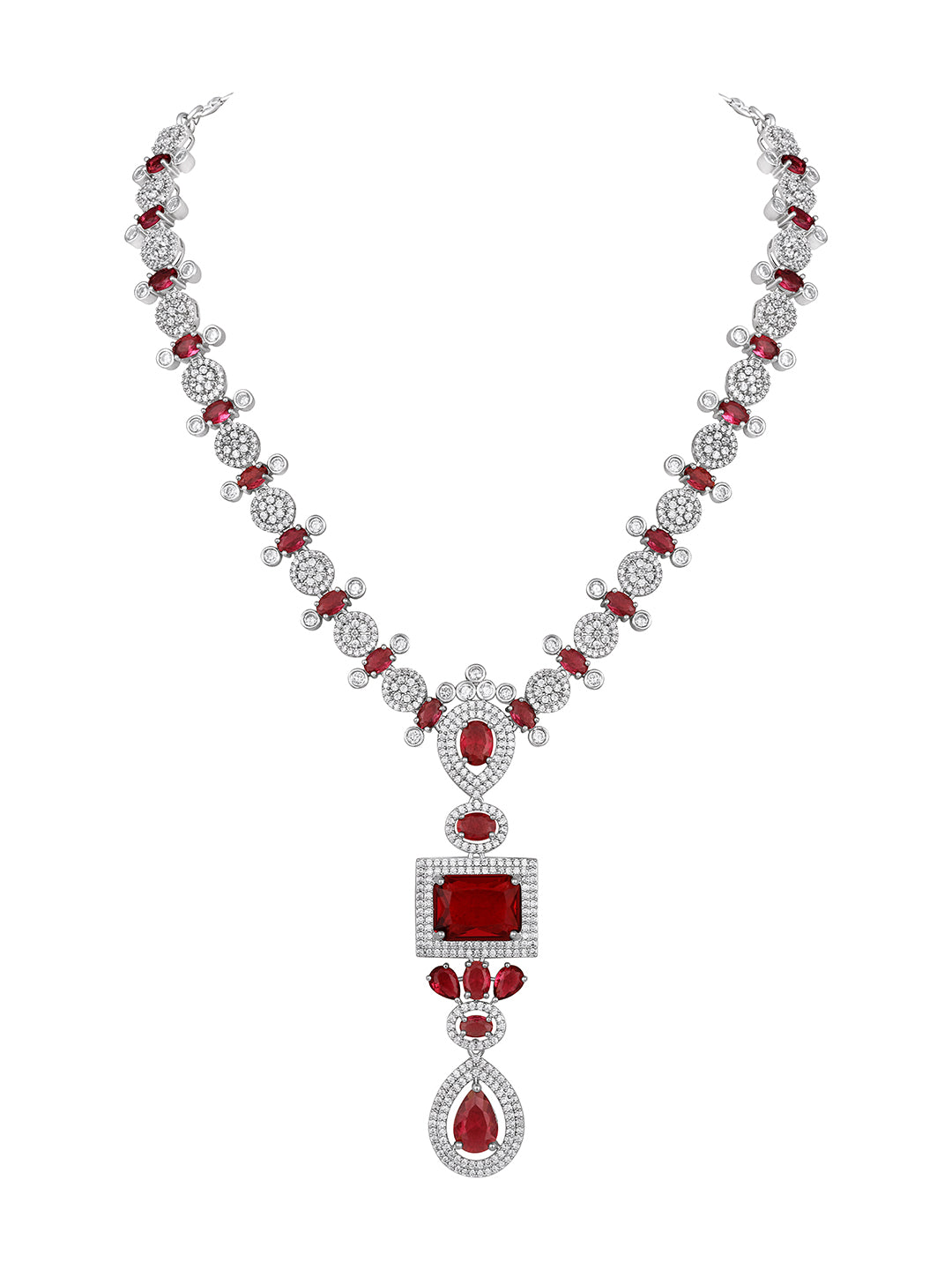 Exquisite Ruby & Diamond Studded Contemporary Jewellery Set