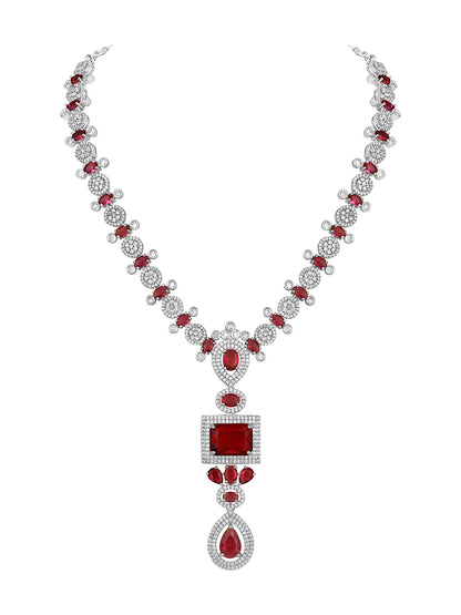 Exquisite Ruby & Diamond Studded Contemporary Jewellery Set