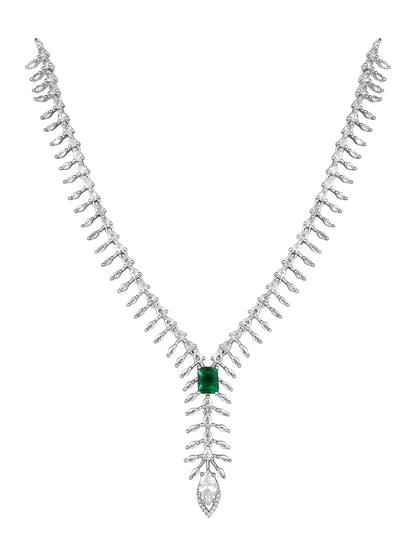 Asmitta Premium Emerald Green American Diamond Party Wear Statement Necklace Set