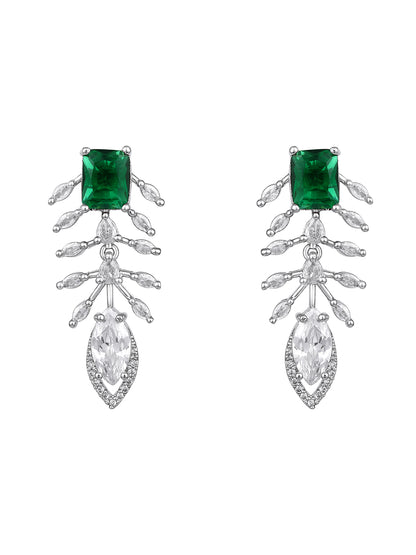 Asmitta Premium Emerald Green American Diamond Party Wear Statement Necklace Set