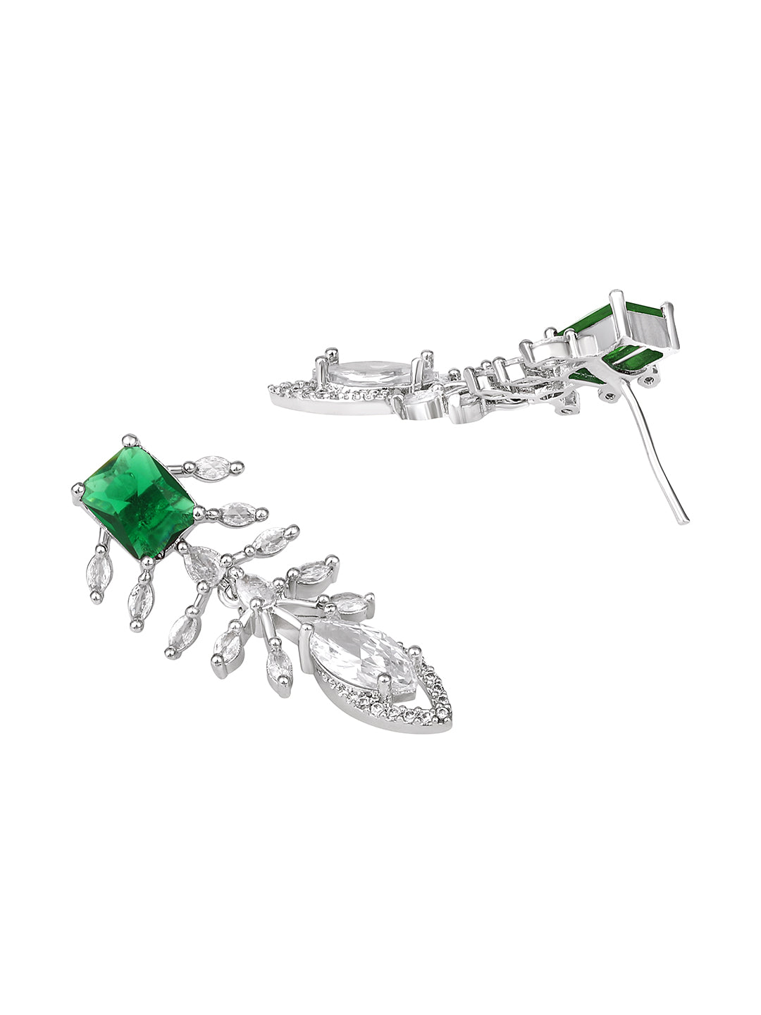 Asmitta Premium Emerald Green American Diamond Party Wear Statement Necklace Set