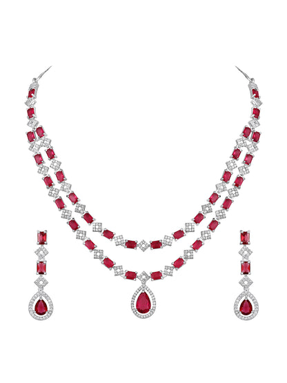 Royal Red Ruby-Inspired Dual-Strand Statement Necklace