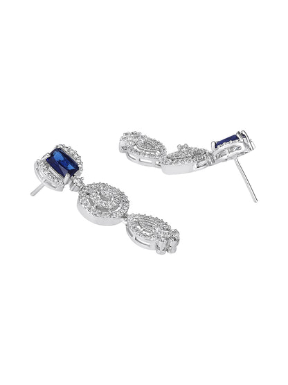 Asmitta Women Blue Stone & American Diamond Statement Jewellery Set