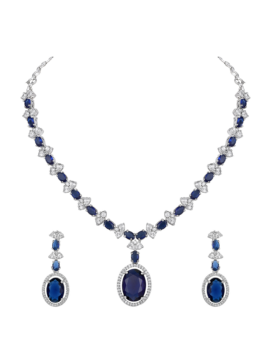 Elegant Blue Stone Necklace & Earrings Set | Asmitta Jewellery