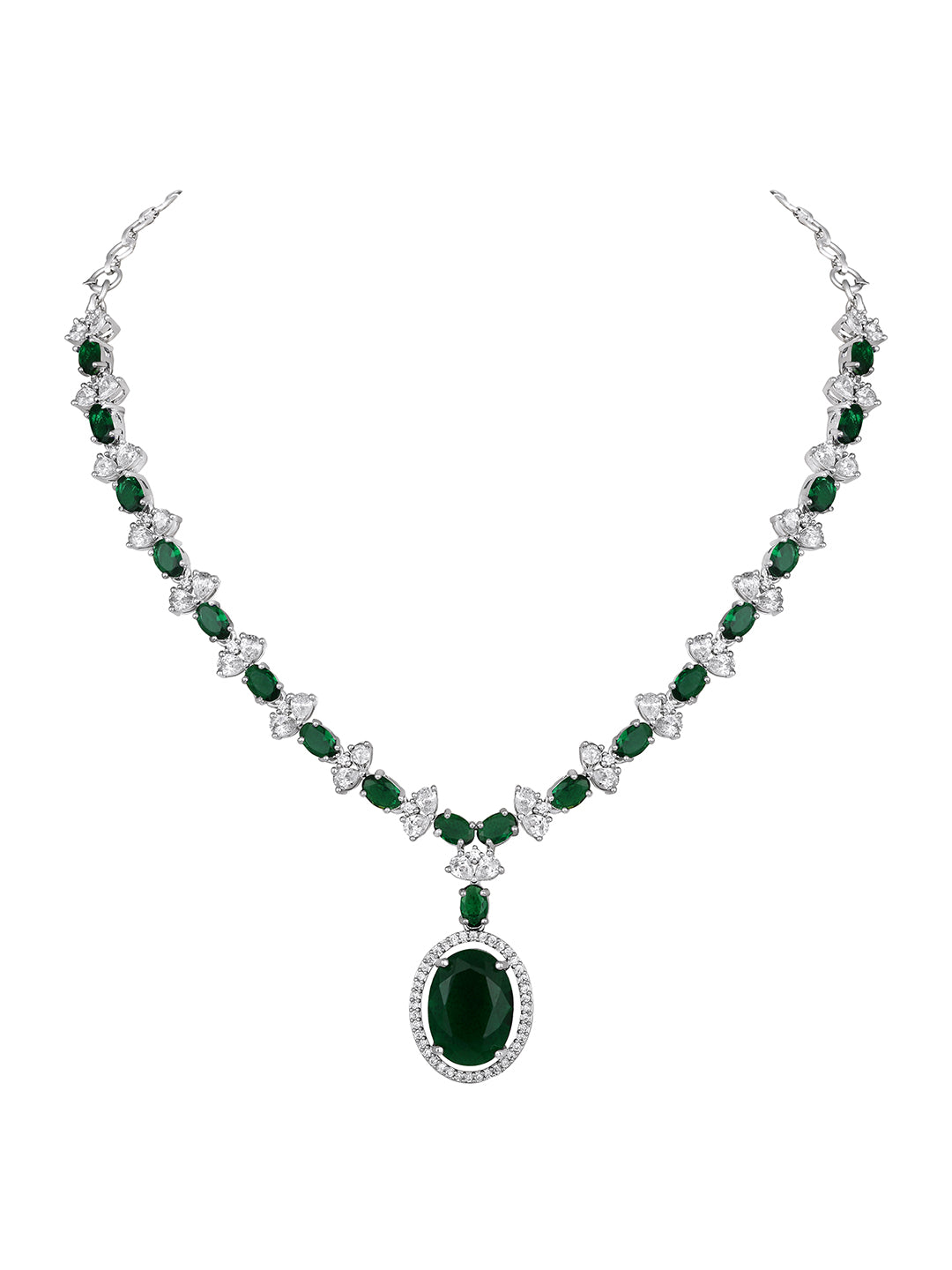 Elegant Green Stone Necklace & Earrings Set | Asmitta Jewellery