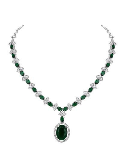 Elegant Green Stone Necklace & Earrings Set | Asmitta Jewellery