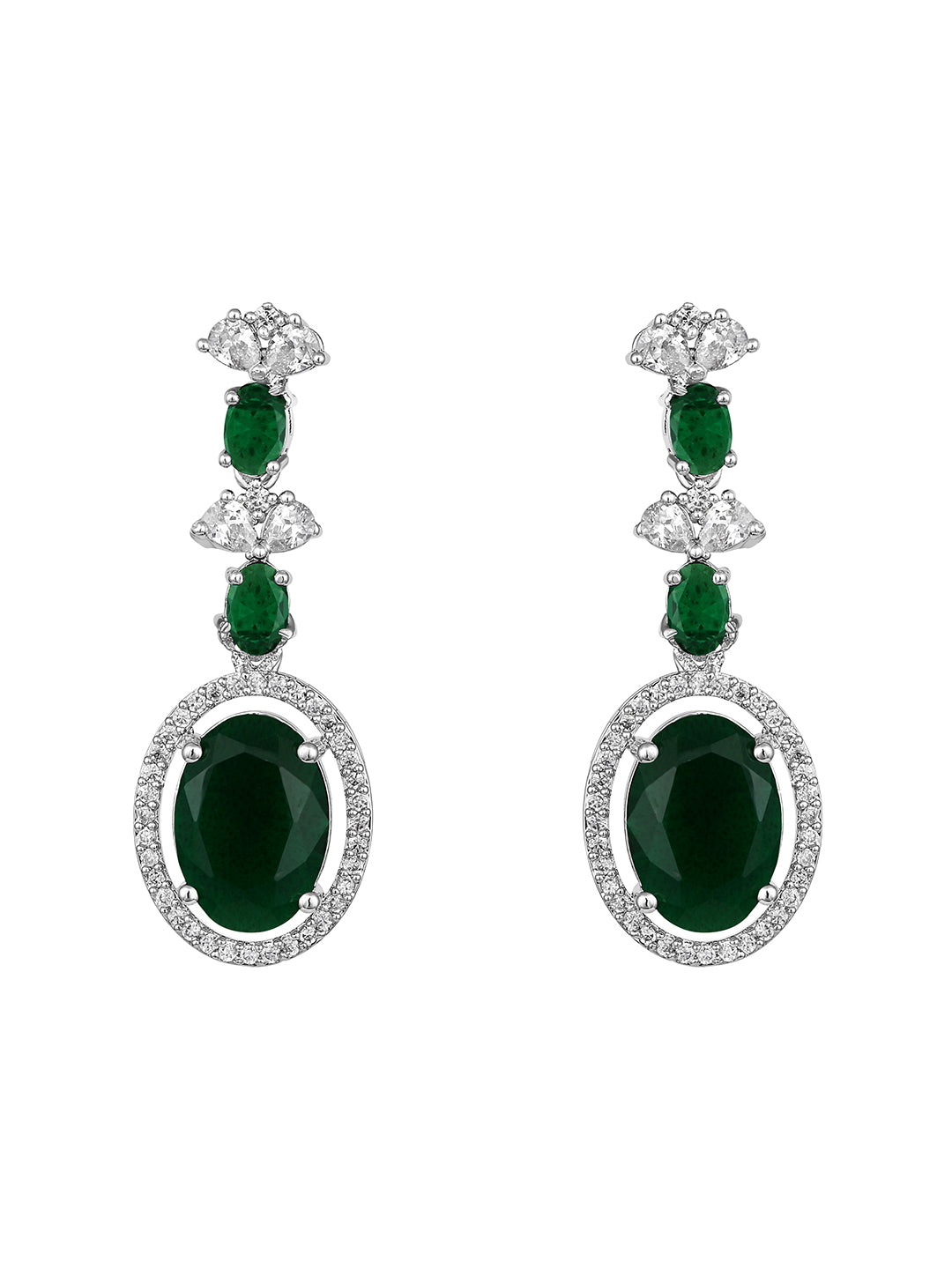 Elegant Green Stone Necklace & Earrings Set | Asmitta Jewellery