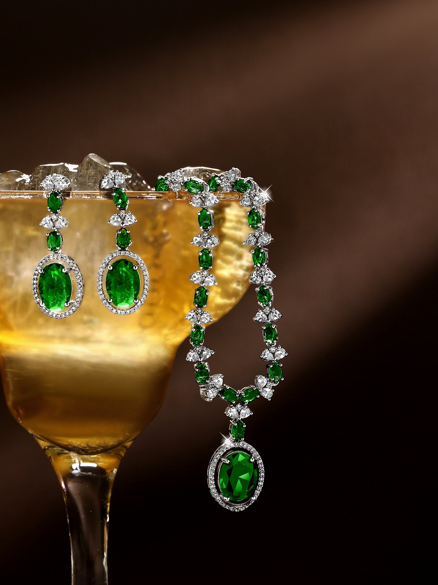 Elegant Green Stone Necklace & Earrings Set | Asmitta Jewellery