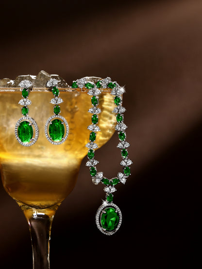 Elegant Green Stone Necklace & Earrings Set | Asmitta Jewellery