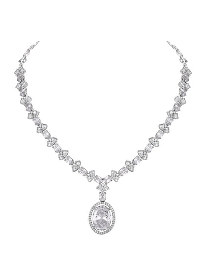 Elegant White Stone Necklace & Earrings Set | Asmitta Jewellery