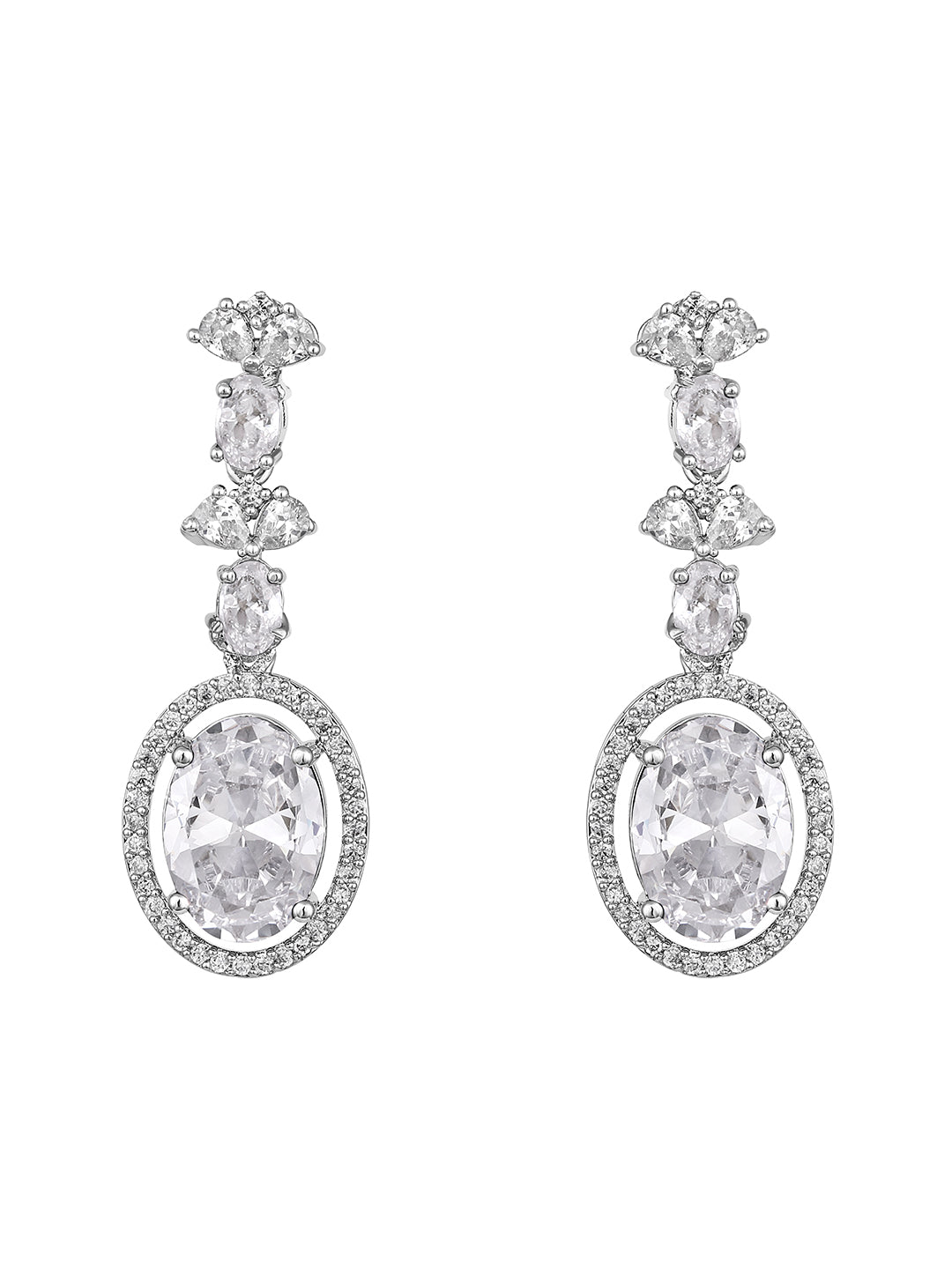 Elegant White Stone Necklace & Earrings Set | Asmitta Jewellery