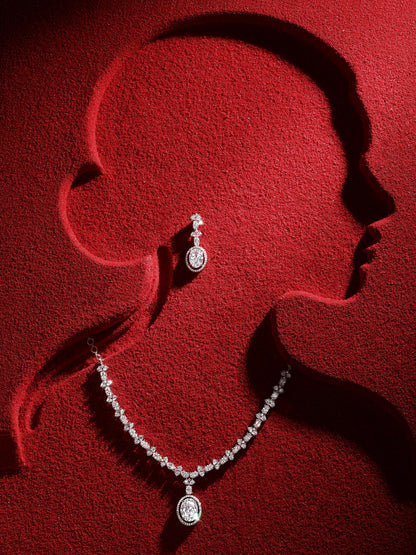 Elegant White Stone Necklace & Earrings Set | Asmitta Jewellery