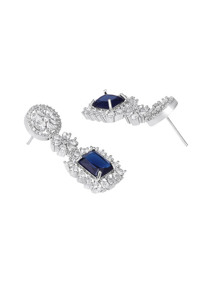 Blue Crystal CZ Diamond Designer Choker Necklace Set for Women