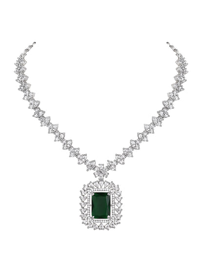 Green Stone & American Diamond Designer Jewellery Set