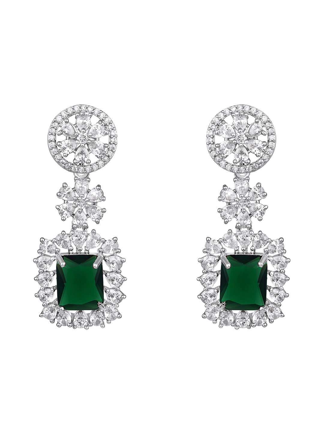 Green Stone & American Diamond Designer Jewellery Set