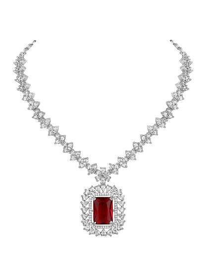 Red Stone & American Diamond Statement Jewellery Set