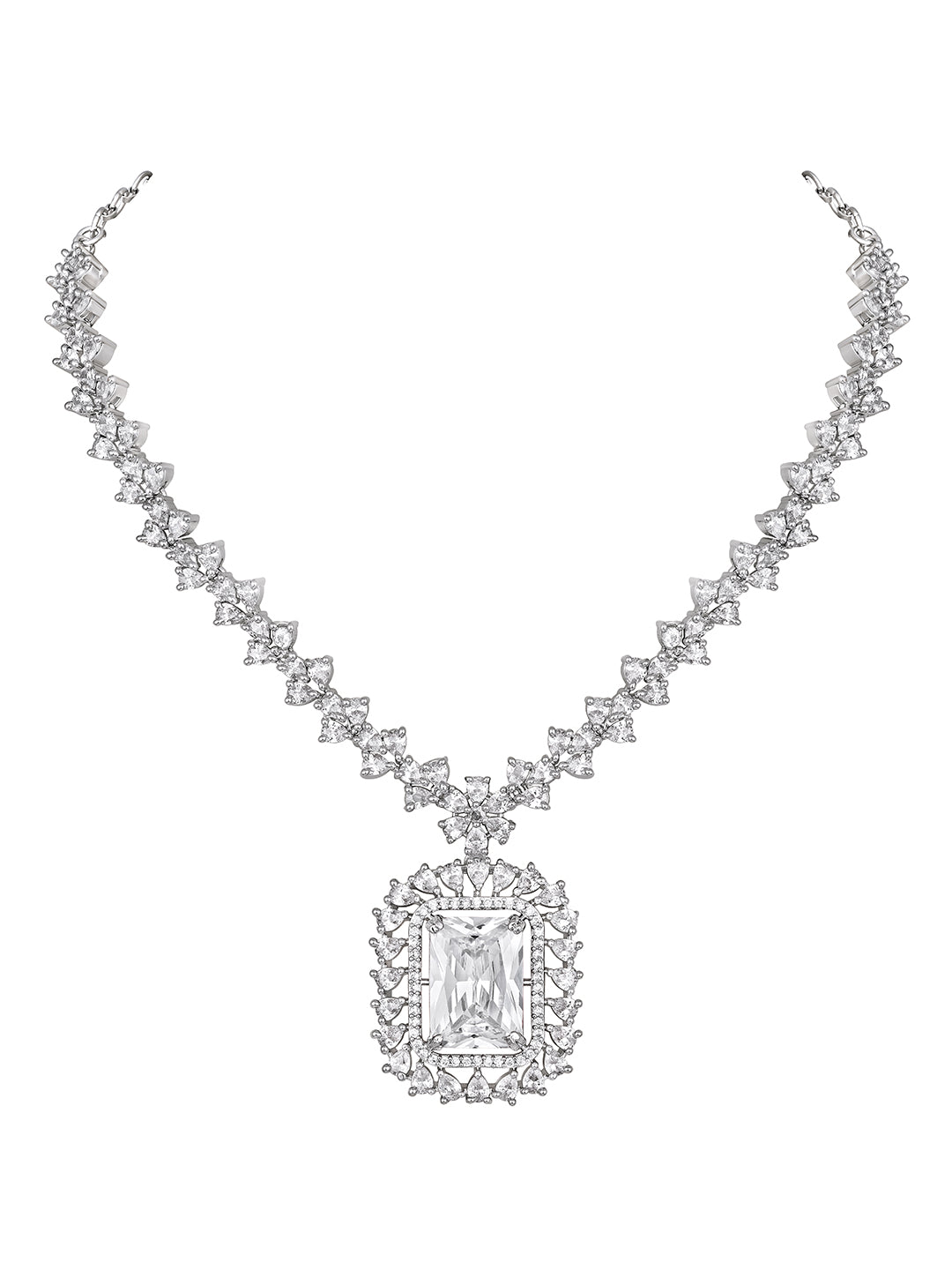 Silver-Tone Stone Designer Jewellery Set for Women