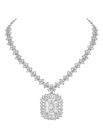 Silver-Tone Stone Designer Jewellery Set for Women