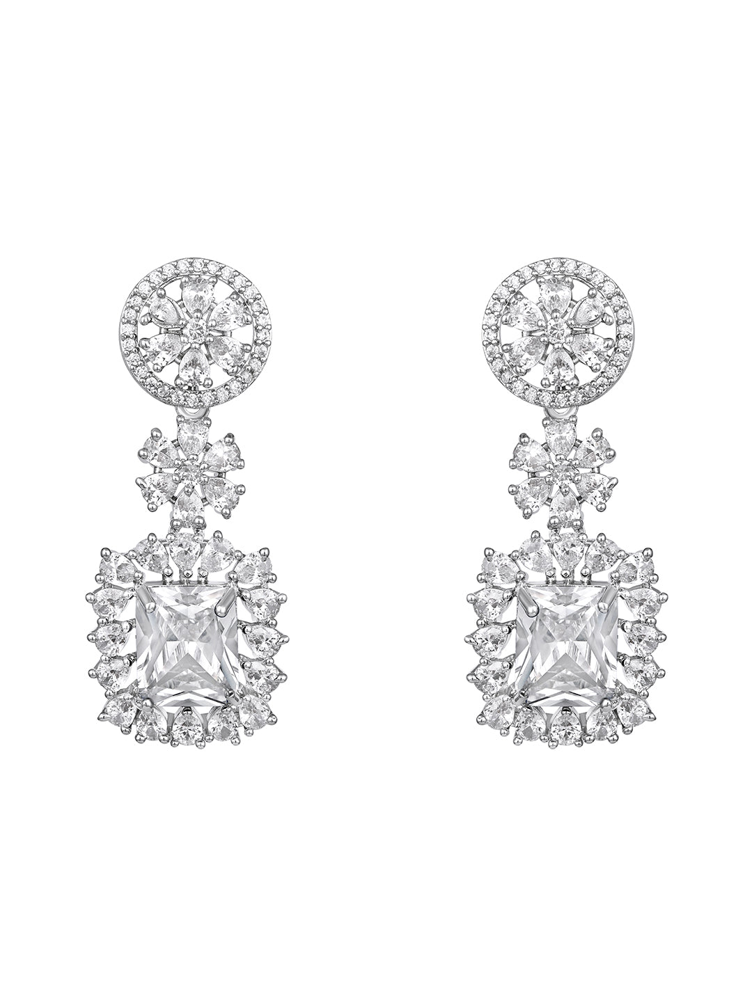 Silver-Tone Stone Designer Jewellery Set for Women