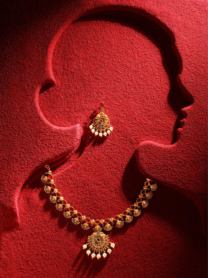 Elegant Gold-Plated Temple Jewelry Set with Ruby Accents