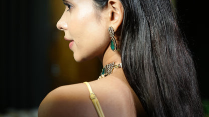 Green Kundan Polki Statement Choker Necklace Set