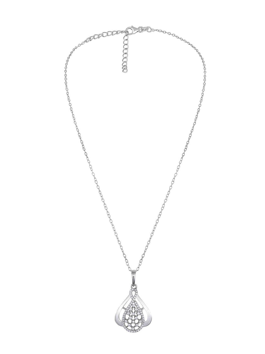 Rhodium Plated Pendant With Sterling Silver And Cubic Zirconia.