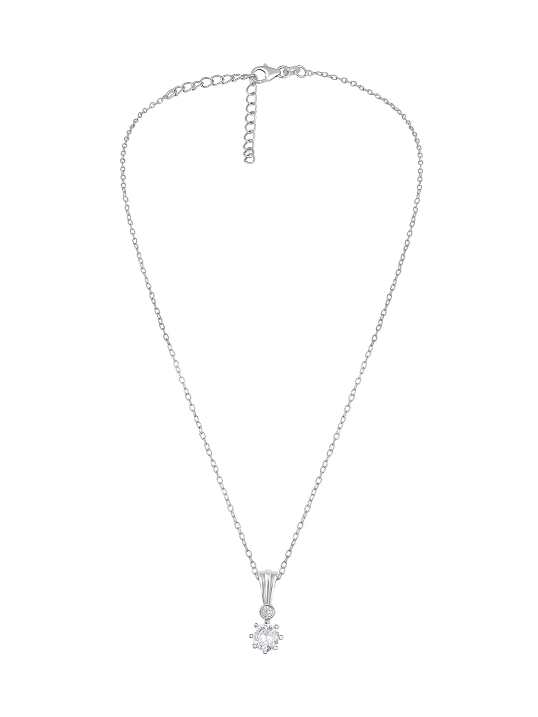 Rhodium Plated Pendant With Sterling Silver And Cubic Zirconia American Diamonds.