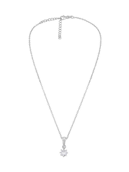 Rhodium Plated Pendant With Sterling Silver And Cubic Zirconia American Diamonds.