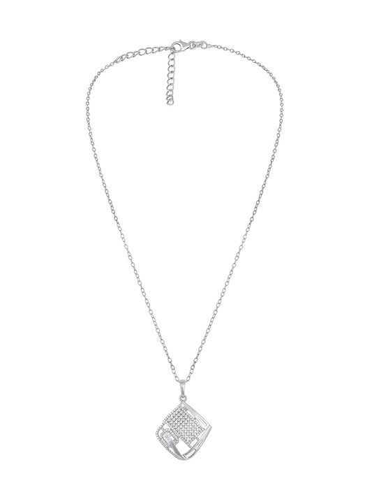 Rhodium Plated Pendant With Sterling Silver And Cubic Zirconia American Diamonds.