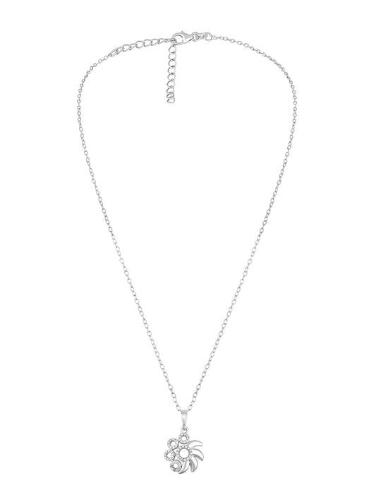 Rhodium Plated Pendant With Sterling Silver And Cubic Zirconia.
