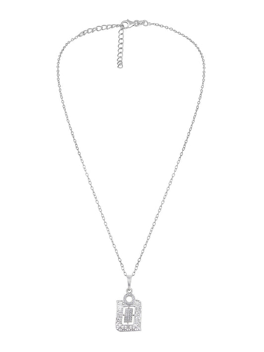 Rhodium Plated Pendant With Sterling Silver And Cubic Zirconia.