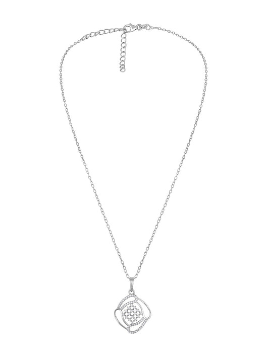 Rhodium Plated Pendant With Sterling Silver And Cubic Zirconia.