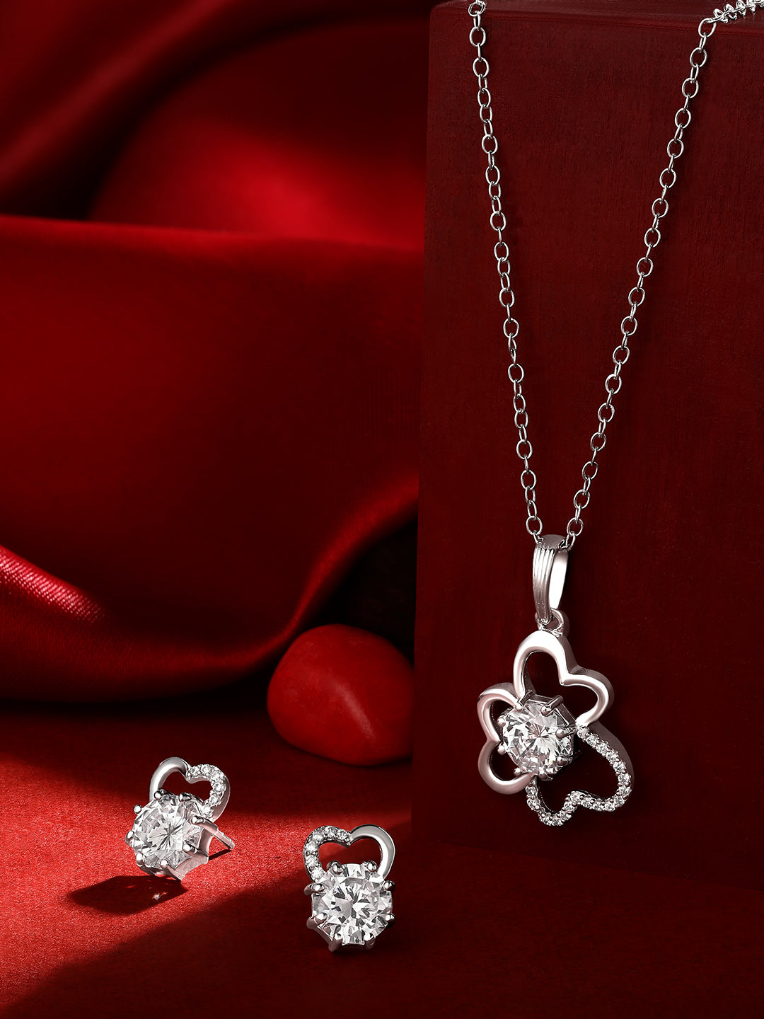 Sterling Silver With Cubic Zirconia And Silver Plating.