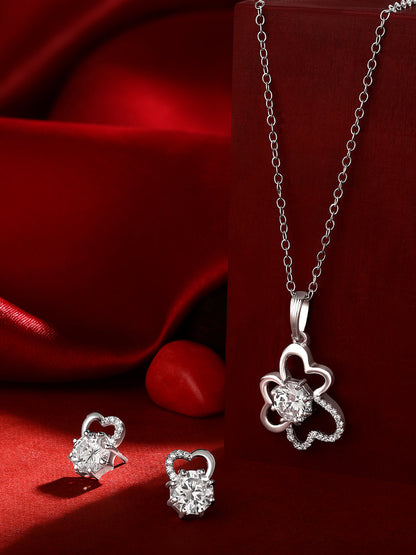 Sterling Silver With Cubic Zirconia And Silver Plating.